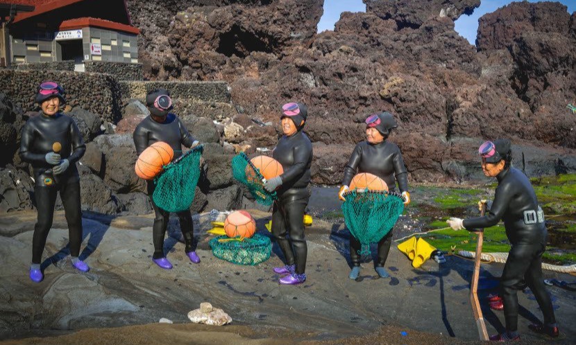 Những hải nữ lớn tuổi ở đảo Jeju. Ảnh: Daven Wu