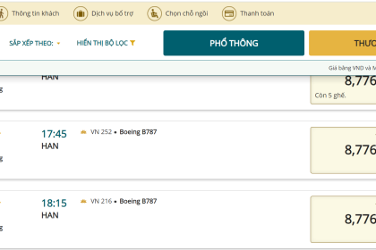 Giá vé TP HCM đi Hà Nội trong sáng 29/7. Ảnh chụp màn hình