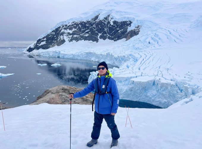 Trọng Thắng tại Danco Island, Nam Cực tháng 3/2024. Ảnh: Nhân vật cung cấp
