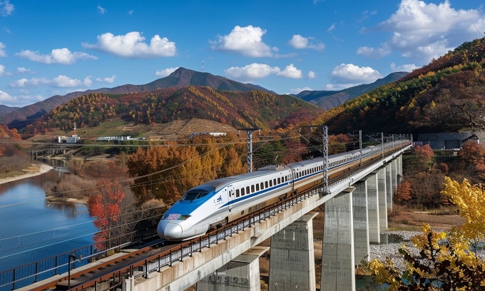 Một đoạn trên hệ thống đường sắt cao tốc KTX. Ảnh: Korean Train